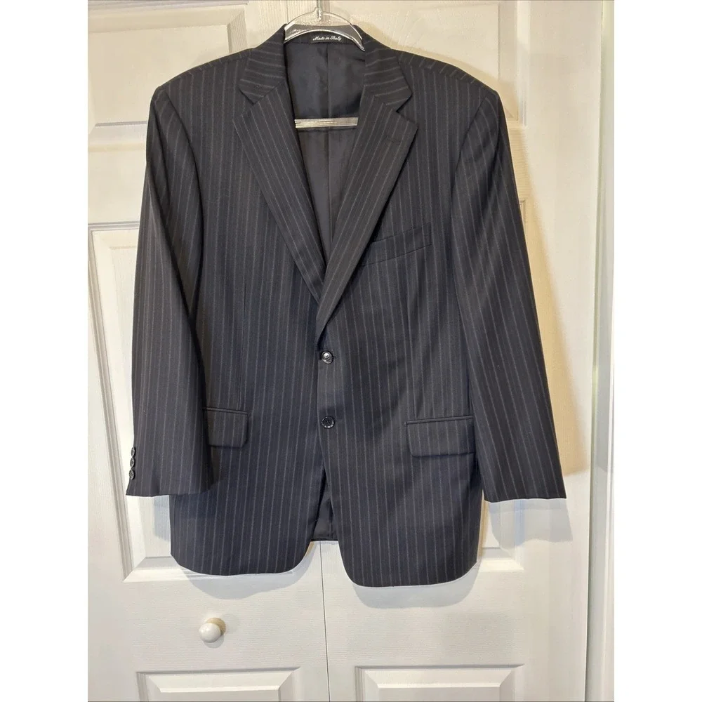 Pal Zileri Gruppo ForAll Suit Mens 40R Black Pinstripe Loro Piana Wool 2pc Italy